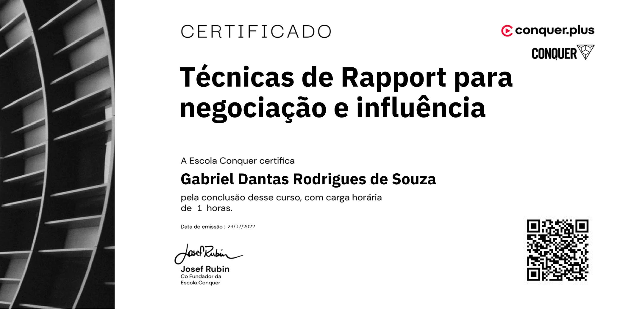 Certificado de Técnicas de Rapport para negociação e influência